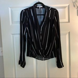 Heartloom black/white striped blouse size L
